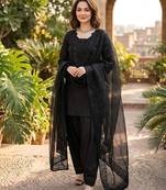 Black natural crepe farshi salwar suit set