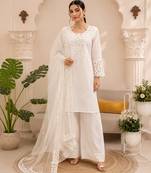 White natural crepe farshi salwar suit set