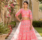 PINK SOFT NET LEHENGA CHOLI WITH DUPATTA FESTIVAL WEAR COLLECTION