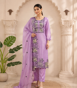 Lavender jmc silk thread work suit set