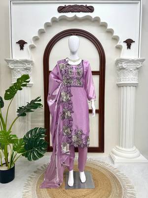 Lavender jmc silk thread work suit set 2