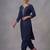Blue embroidered rayon kurta set