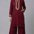 Maroon embroidered rayon kurta set
