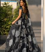 black organza printed lehenga choli