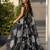 black organza printed lehenga choli