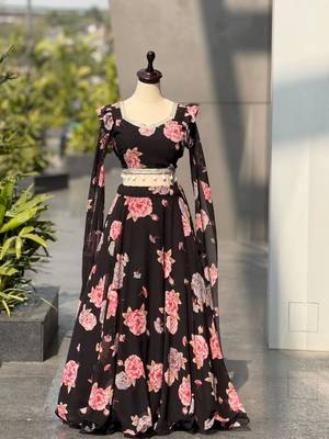 multicolor georgette printed lehenga choli 5