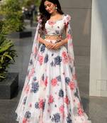 multicolor georgette printed lehenga choli