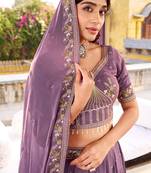 lavender silk blend embroidered lehenga choli