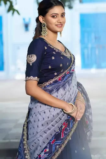 royal blue silk blend embroidered lehenga choli