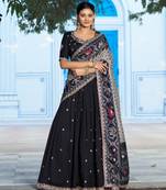 black silk blend embroidered lehenga choli