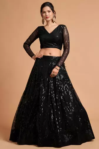 black net embroidered lehenga choli