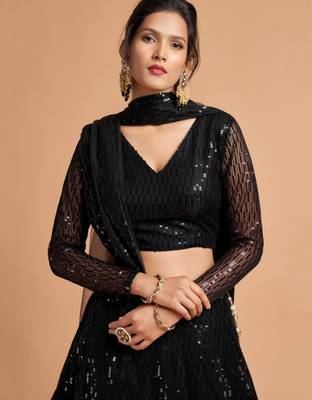 black net embroidered lehenga choli 3