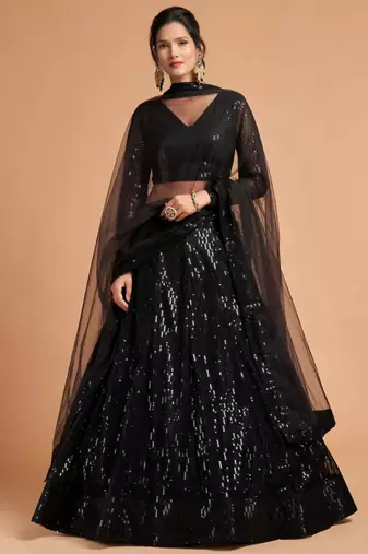 black net embroidered lehenga choli