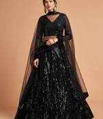 black net embroidered lehenga choli