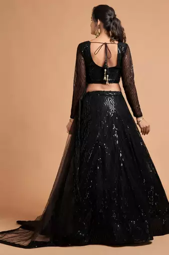 black net embroidered lehenga choli