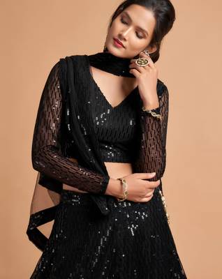 black net embroidered lehenga choli 5