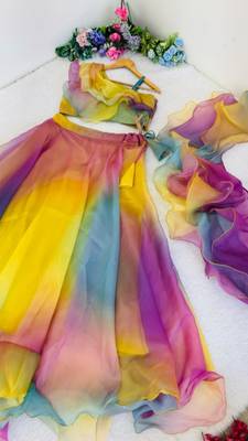 multicolor organza printed lehenga choli 3
