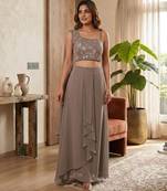 grey georgette plain lehenga choli