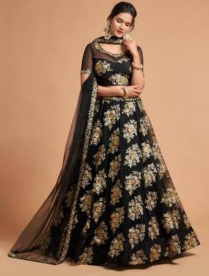 black net embroidered lehenga choli 1