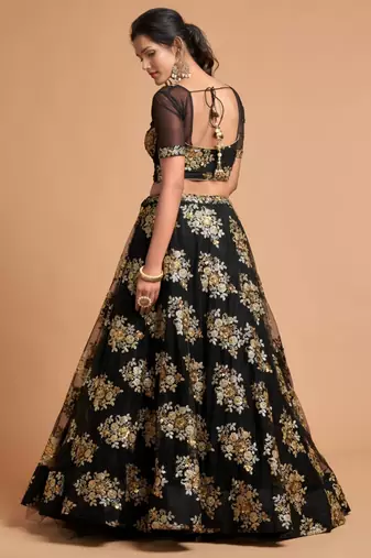 black net embroidered lehenga choli