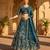 teal net embroidered lehenga choli