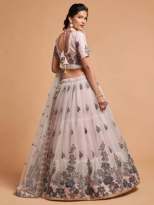 cream net embroidered lehenga choli 3