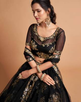black net embroidered lehenga choli 4