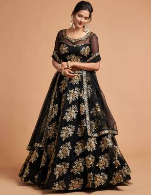 black net embroidered lehenga choli 5