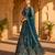 teal net embroidered lehenga choli