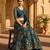 teal net embroidered lehenga choli