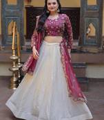 white silk blend embroidered lehenga choli