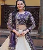 white silk blend embroidered lehenga choli