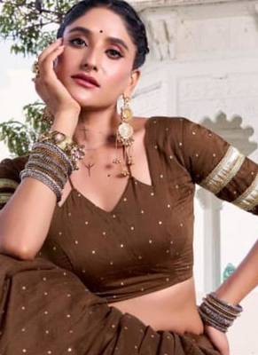 dark bronze chanderi woven lehenga choli with free size upto 42 2