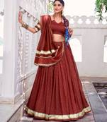 brown chanderi woven lehenga choli