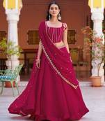 pink silk blend embroidered lehenga choli