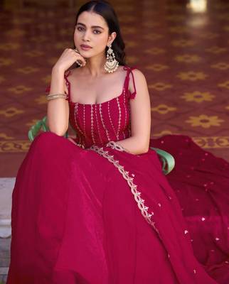 pink silk blend embroidered lehenga choli 2