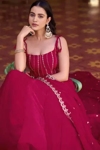 pink silk blend embroidered lehenga choli