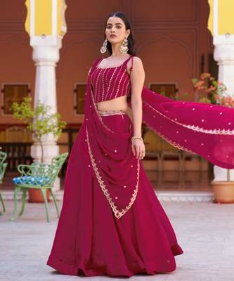 pink silk blend embroidered lehenga choli 3