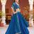 blue silk blend embroidered lehenga choli