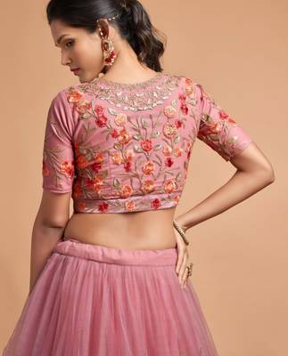 baby pink net embroidered lehenga choli 2