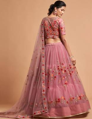 baby pink net embroidered lehenga choli 3