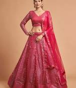 pink net embroidered lehenga choli