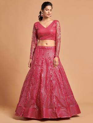 pink net embroidered lehenga choli 3