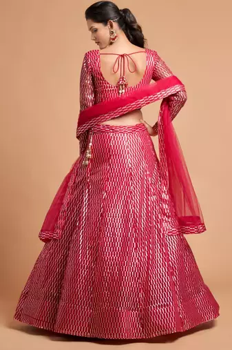 pink net embroidered lehenga choli
