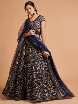 blue net embroidered lehenga choli 3