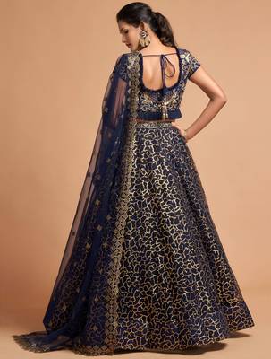 blue net embroidered lehenga choli 4