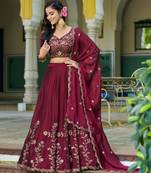 wine silk blend embroidered lehenga choli