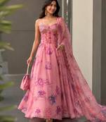 baby pink organza embroidered lehenga choli
