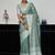 lea green inen silk saree with work