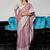 purple linen silk saree with work